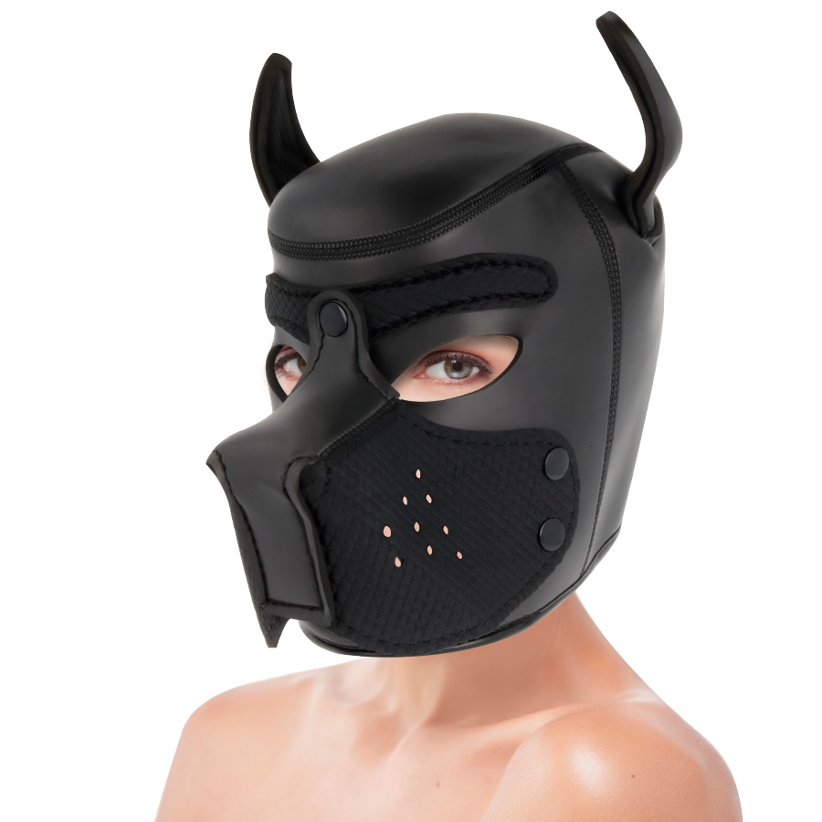This dog mask is made of neoprene, so it is lightweight, bre... Darkness - Puppy Hood Mask - Black photo-3