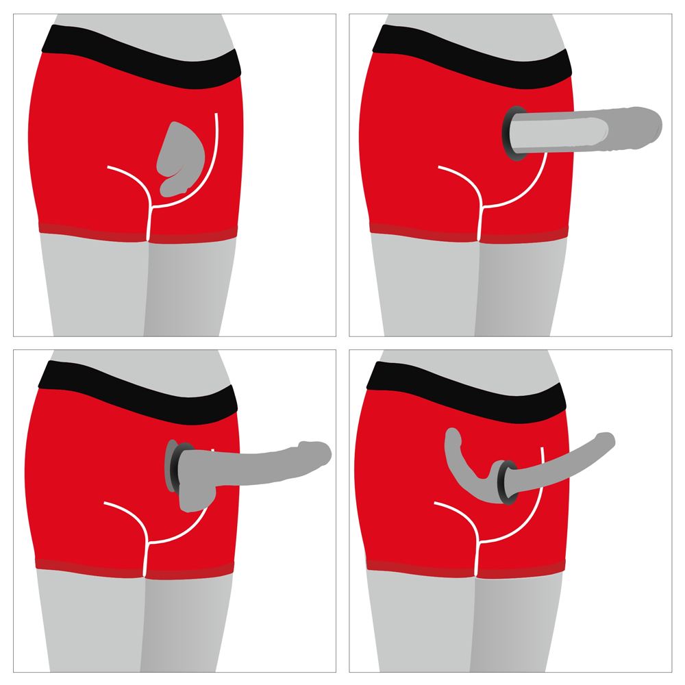 Introducing the "Chic Strap-On shorts" - an innova... Lovetoy - Chic Strap-On Shorts - Red - L/XL photo-3