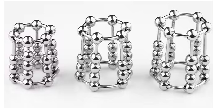 MT - 滑动球金属阴茎环 中码  照片-4