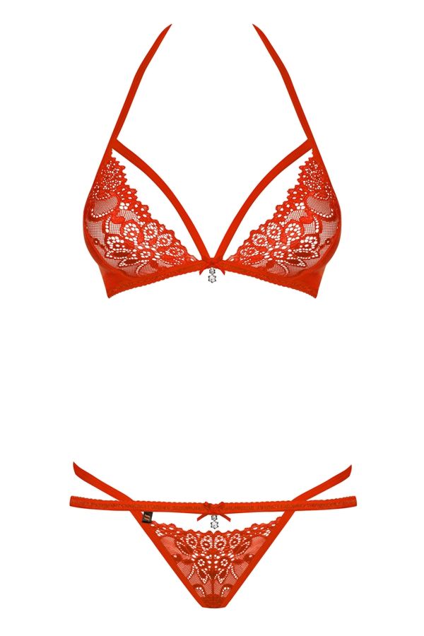 Obsessive - 838-SET-3 set 2-pcs - Red - S/M photo