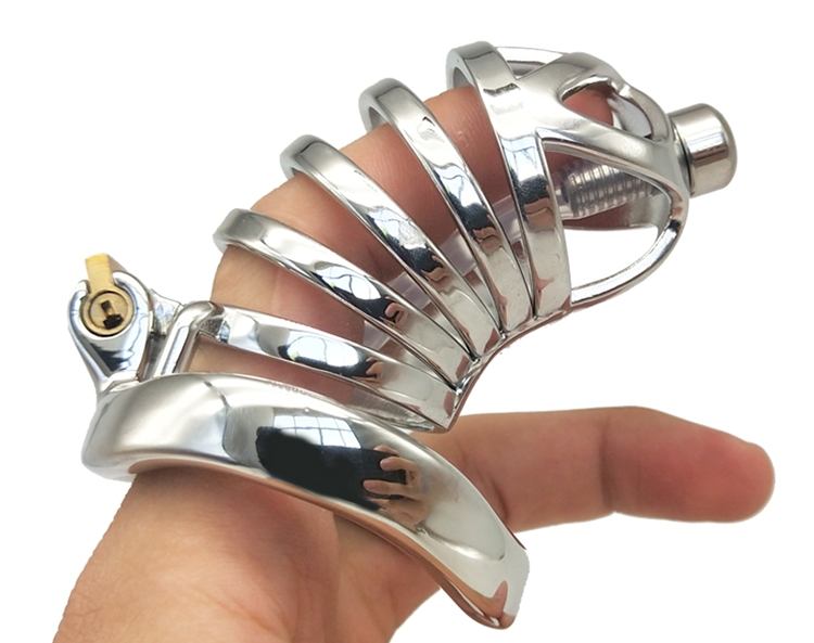 Total high: 70mm &n... FAAK - Chastity Cage 12 w Catheter 45mm - Silver photo-4