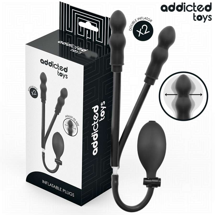 Addicted Toys - Inflatable Double Anal Plug - Black photo-6