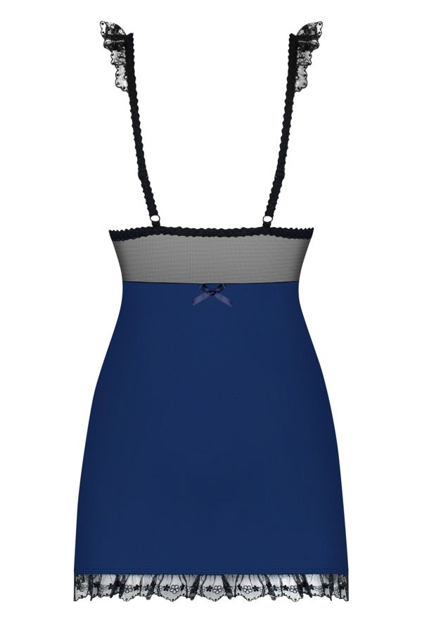 Something special is right here and it wants to be yours. Wh... Obsessive - 825-CHE-6 Chemise & Thong - Navy Blue - L/XL photo-8