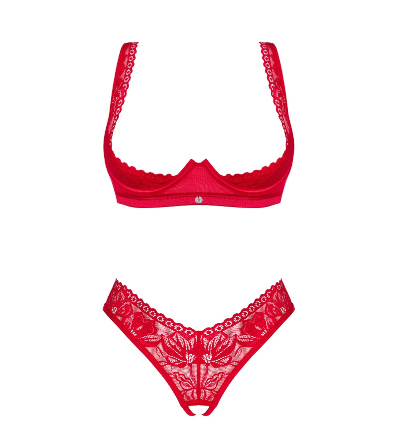 Are you looking for bold lingerie that ignites the senses an... Obsessive - Lacelove Crotchless 2pcs Set - Red - XS/S photo-7