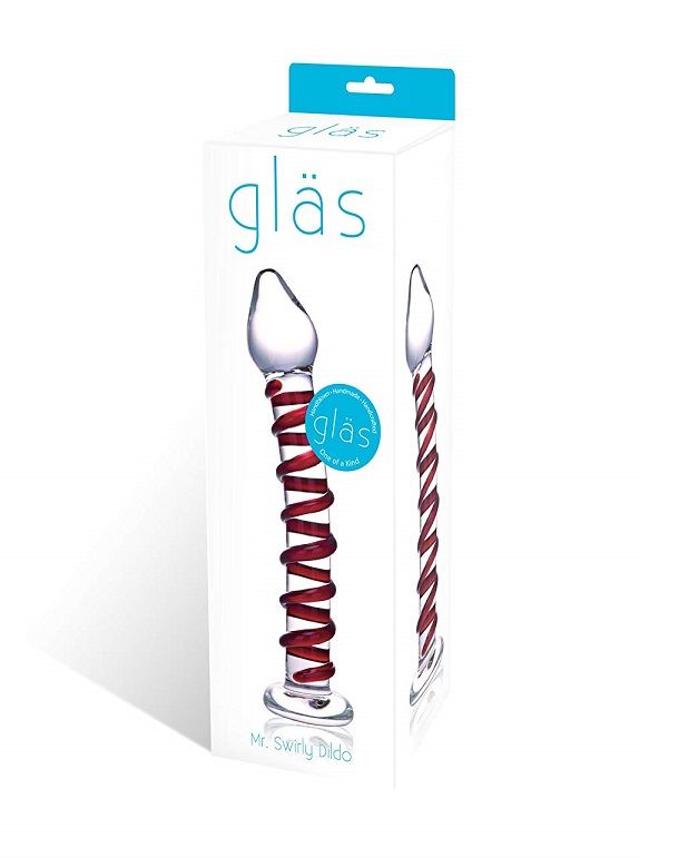 Mr. Swirly is wrapped with a thick red spiral which follows ... Glas - Mr. Swirly Dildo photo-2