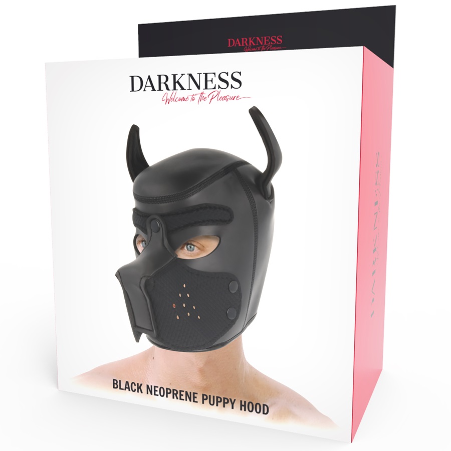 This dog mask is made of neoprene, so it is lightweight, bre... Darkness - Puppy Hood Mask - Black photo-5