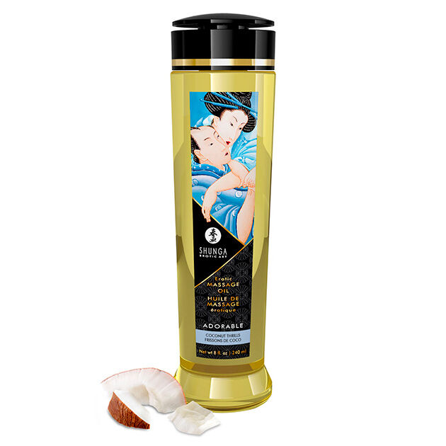 Sensual massage oil of Oriental origin of high quality, comp... Shunga - Adorable Massage Oil Coconut Thrills - 240ml photo-2