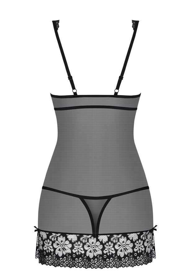 You’ve just discovered… a really amazing chemise! It has eve... Obsessive - 856-CHE-1 Chemise & Thong - Black - L/XL photo-8