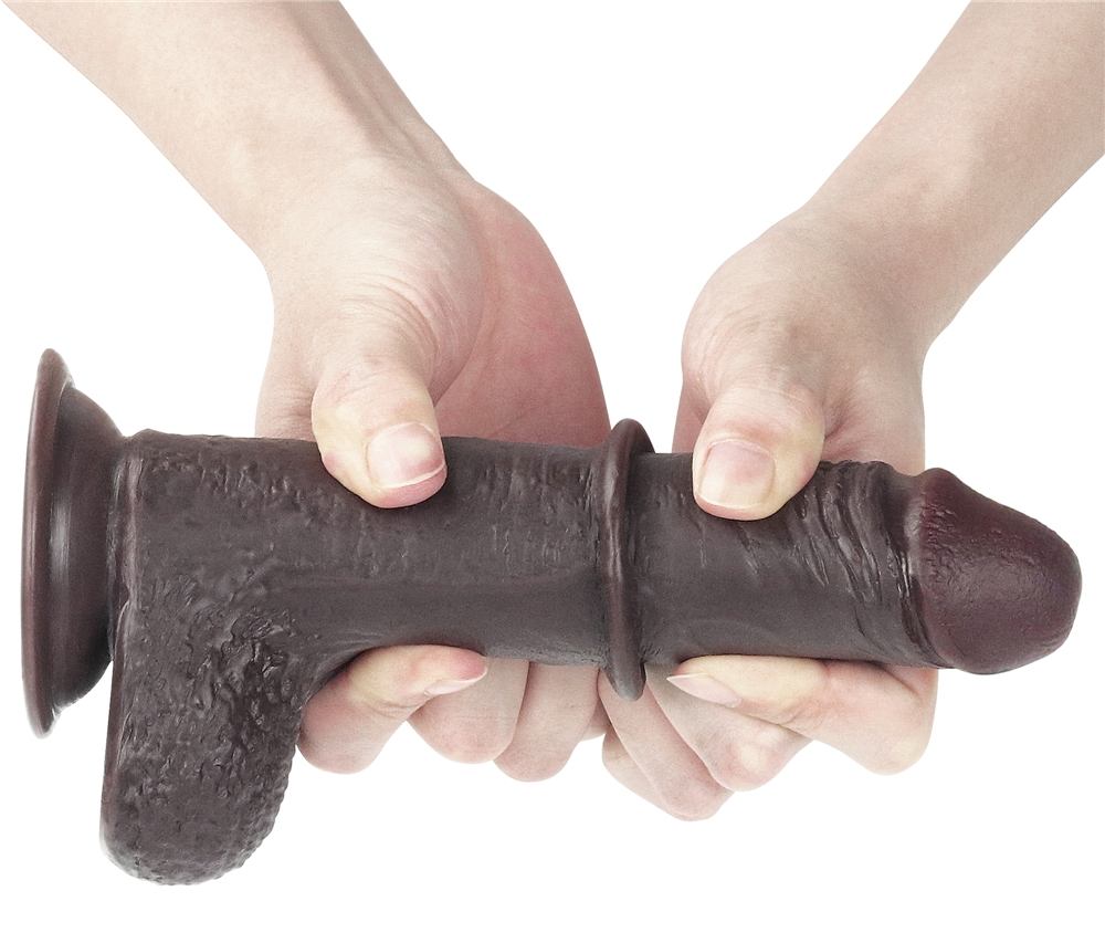 Made with realistic dual-layer sliding-skin material for Iif... Lovetoy - 7" Sliding Skin Dual Layer Dong - Black photo-5