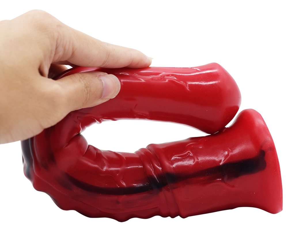 Silicone horse anal dildo, artificial realistic anal plug, s... FAAK - Horse Long Dildo - Red/Black photo-6