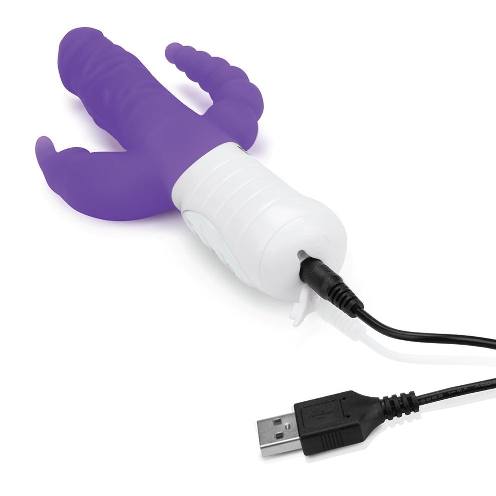 The Slim Realistic Double Penetration Rabbit Vibrator with R... Rabbit Essentials - 7 Function Rabbit w/Anal Beads - Purple photo-8