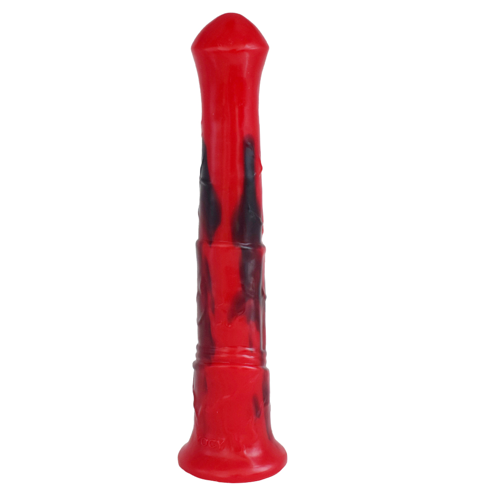 Silicone horse anal dildo, artificial realistic anal plug, s... FAAK - Horse Long Dildo - Red/Black photo-14