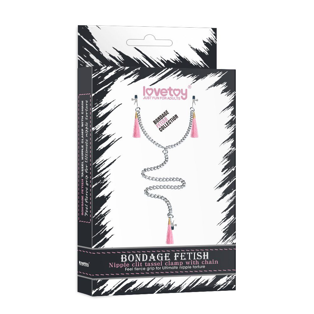 This sexy tassel nipple and clit clamp set feature 3 sexy ta... Lovetoy - Nipple Clit Tassel Clamp With Chain - Pink photo-5