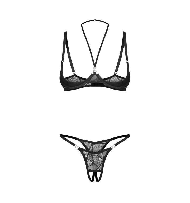 Obsessive - Olianna Crotchless 2 pcs Set - Black - L/XL photo
