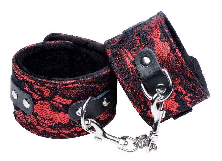 Everything you need for a wicked night of heightened ecstasy... Frisky - Laced Up 5 Piece Bondage Set - Red photo-6