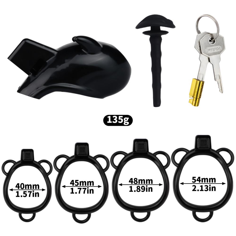 Material: Resin
Cage high: 26mm
Cage length: 56mm &nb... FAAK - Resin Pig Chastity Cage w Catheter - Black photo-11