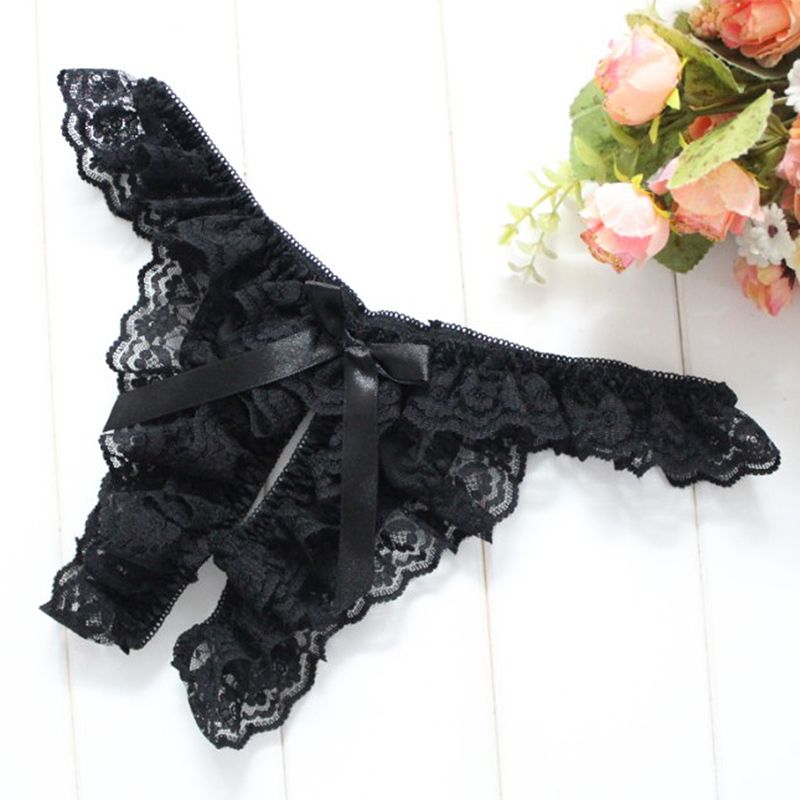 Romantic lace fabric, private opening design, a beautiful bu... SB - Thong T115 - Black photo-5