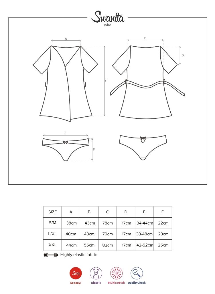 Obsessive - Swanita Robe & Panties - Black - L/XL photo