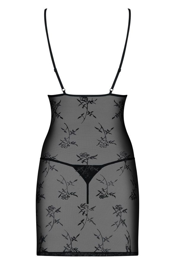 Classy black colour combined with rich adornments. Sounds gr... Obsessive - Bride Chemise & Thong - Black - S/M photo-5