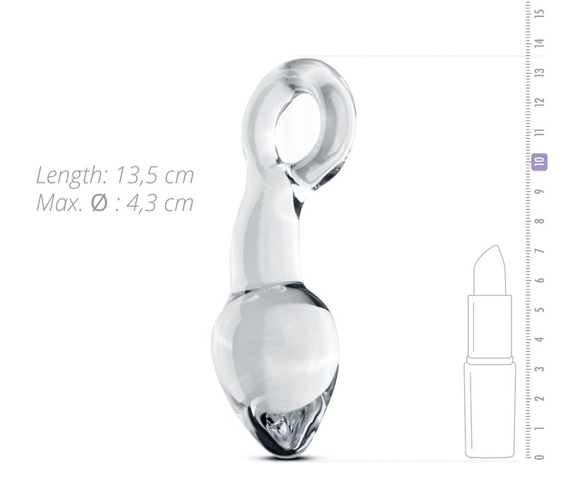 This bent butt plug is perfect for prostate stimulation. The... Gildo - Glass Prostate Plug No.13 - Clear photo-3