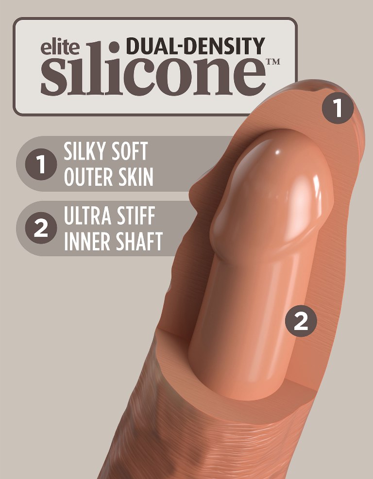 The King Cock Elite silicone dildo is made from high-quality... King Cock - 6" Elite Vibro Cock - Caramel photo-5