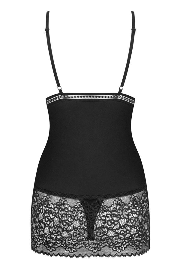 Home date with your love? It's gonna be really amazing! ... Obsessive - Ailay Chemise & Thong - Black - L/XL photo-8
