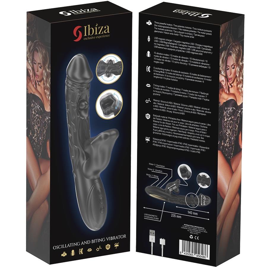 Explore new dimensions of pleasure with the IBIZA Rotating C... Ibiza - Realistic Biting Rabbit Vibrator - Black photo-7