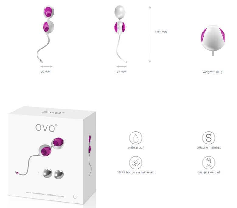 ovo L1 I comes with a sillicone double Kegel ball holder and... Ovo - L1 Love Balls - Violet photo-4