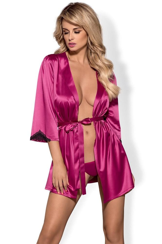 He can’t see it, but he knows it’s there! Your fabulous body... Obsessive - Satinia Robe - Pink - XXL photo
