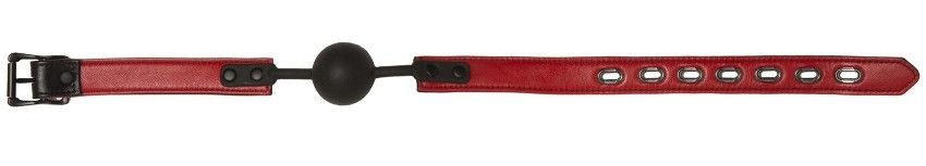 Doc Johnson - Leather and Silicone Ball Gag - Red photo-3