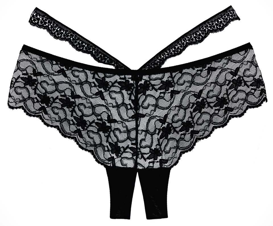 A whirlwind of scalloped lace covers your hips and derriere ... Allure - Heartbreaker Panty - Black photo-4