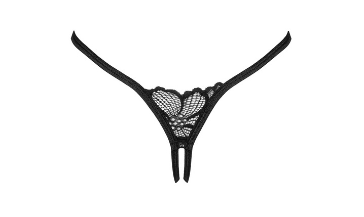 Is your mind riddled with thoughts about sensual moments tog... Obsessive - Serafia Crotchless Thong - Black - M/L photo-4