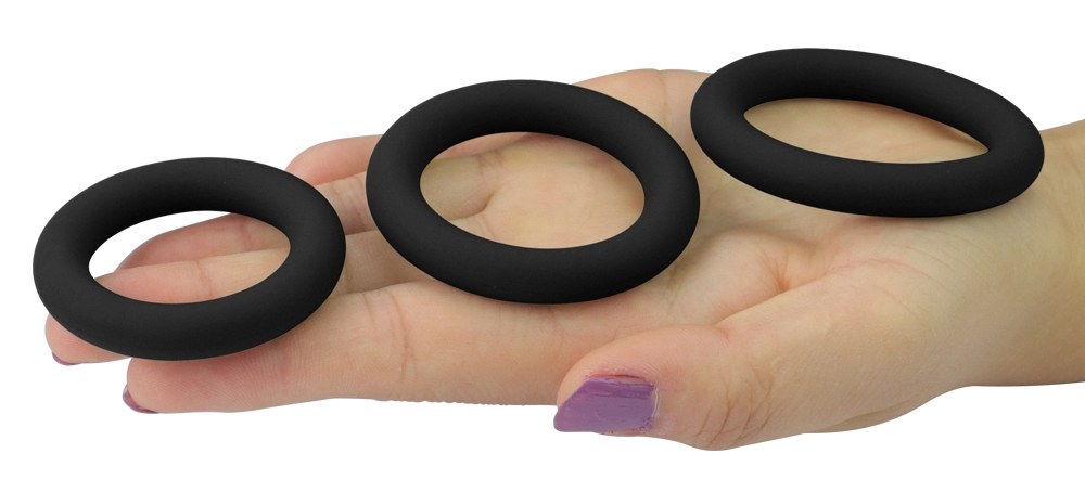 3 extra thick stretchy silicone cock rings that may help you... Lovetoy - Power Plus Snug Rings - Black photo-2
