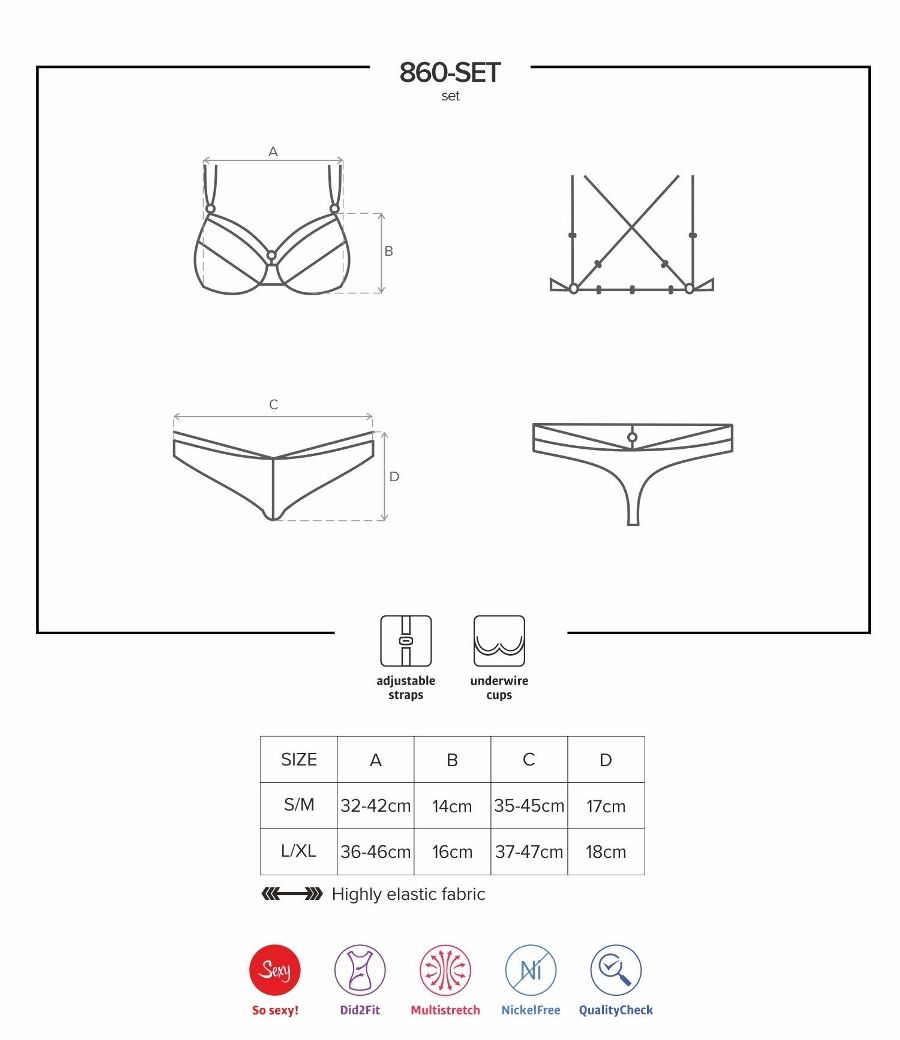 Emphasized curves, pleasant feelings and desire for exciting... Obsessive - 860-SET-1 2 pcs Set - Black - S/M photo-9