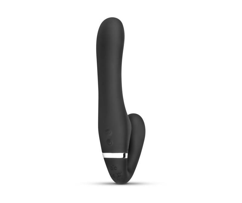The Avery Strapless Strap-On dildo is enjoyable for both par... No-Parts - Avery Strapless Vibro Dildo 22cm - Black photo-6