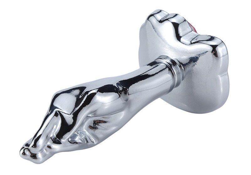 Silver palm anal plug with Kitty cat head bottom finished MT - Kitty Gem Anal Hand Plug M-size - Pink photo-4