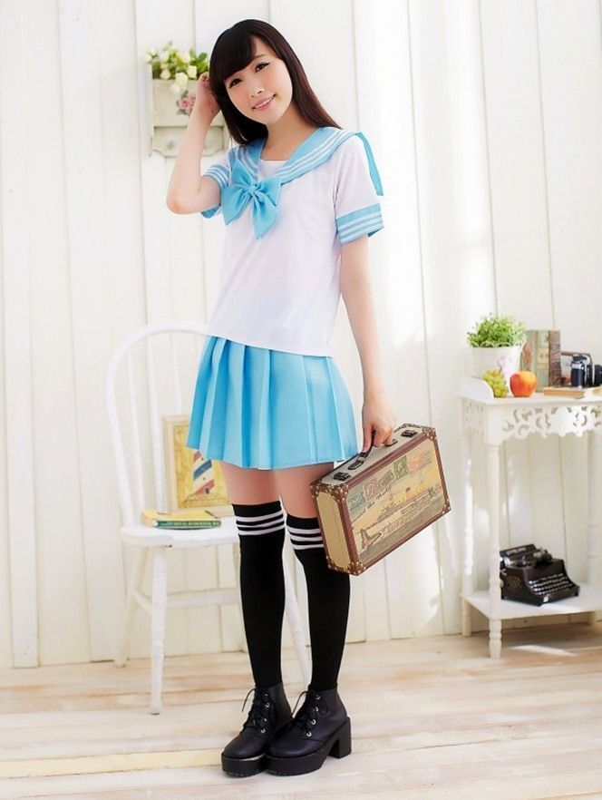 SB - School Girl S129 - Sky Blue photo-8