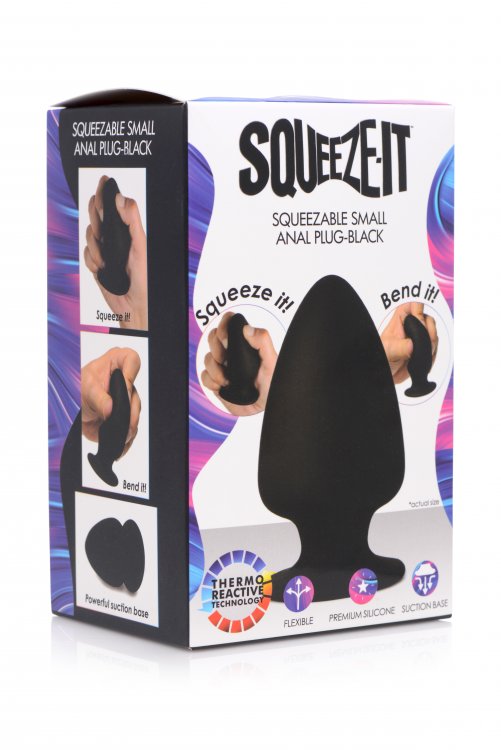 Available in 3 sizes, this squeezable, bendable butt plug ma... Squeeze-It - Anal Plug S-size - Black photo-6