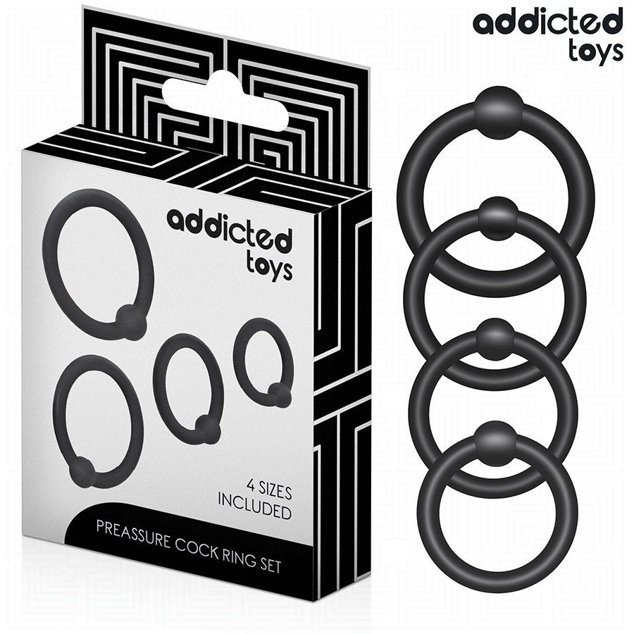 This Addicted Toys pressure ring set includes four rings spe... Addicted Toys - Pleasure Cock Rings Set - Black photo-5