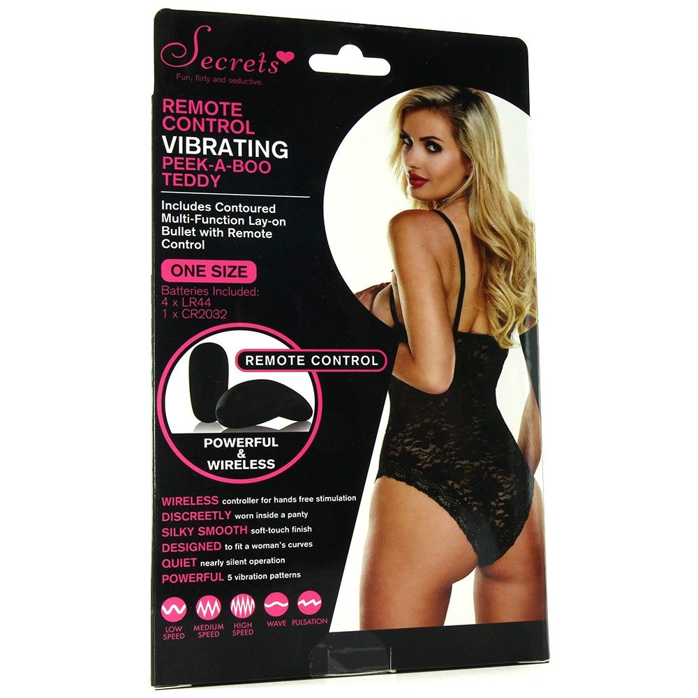 Deviously discreet, comfortable and flattering, the Secrets ... Secrets - Remote Control Vibrating Peek-A-Boo Teddy - Black photo-2