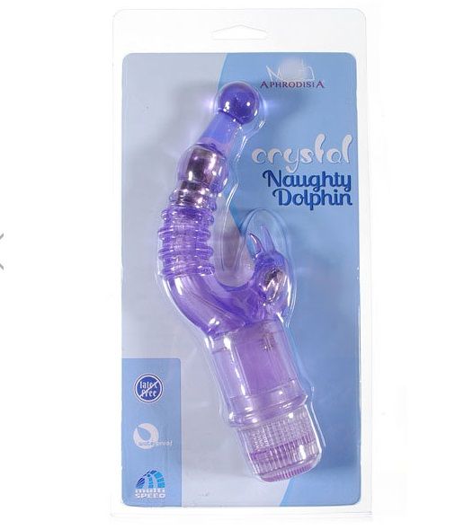 Use your waterproof Naughty Rabbit Vibrator in the tub, show... Aphrodisia - Naughty Dolphin Crystal Stimulator Vibe- Purple photo-21