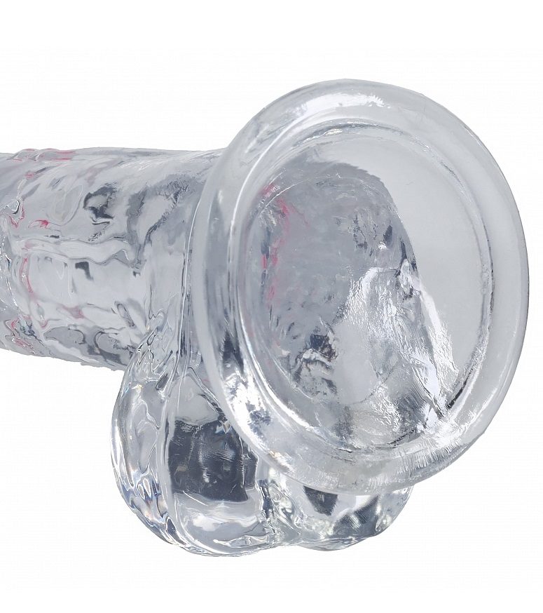 RealRock - 7" LED Vibro Dildo w Balls - Clear 照片-7