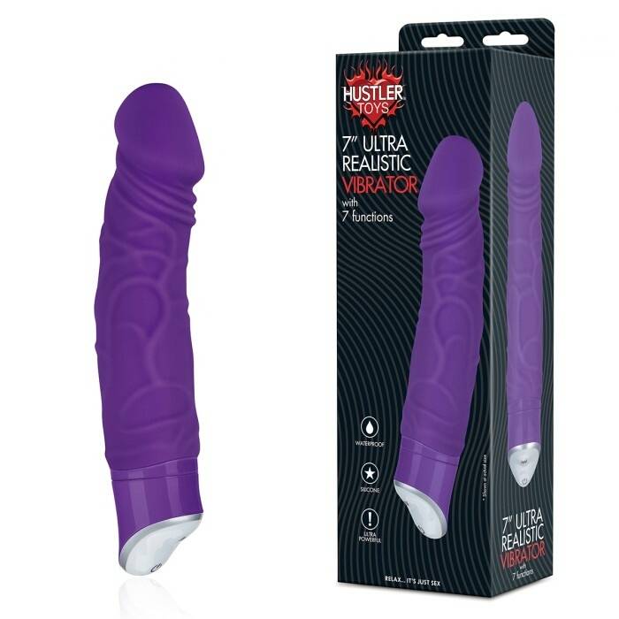 Add some style to your toy box with this hot pink 7” Ultra R... Hustler - 7" Ultra Realistic Vibrator With 7 Functions - Purple photo