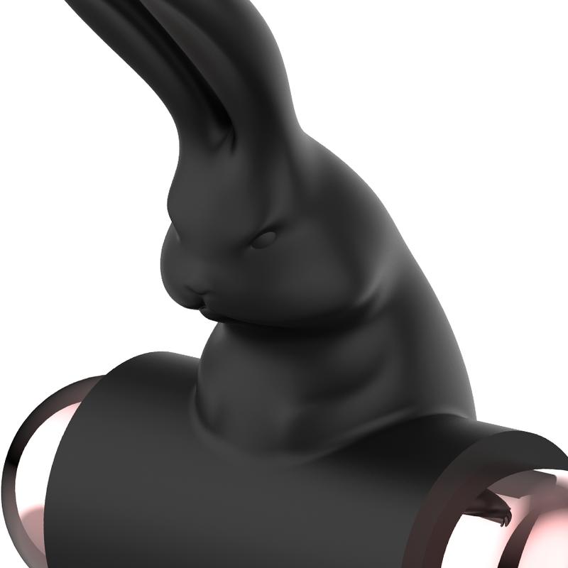 Take control of your lover's pleasure !! Take it anywher... Coquette - Rabbit Vibro Ring - Black photo-6