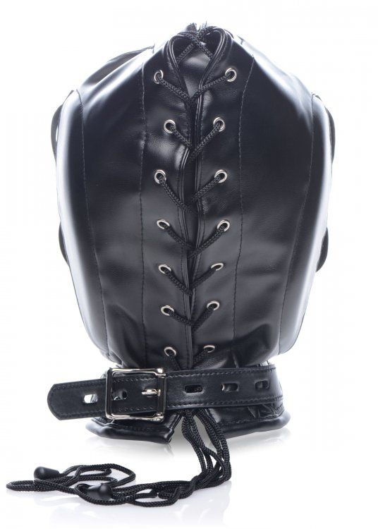 Strict - Bondage Hood with Penis Gag - Black photo-3