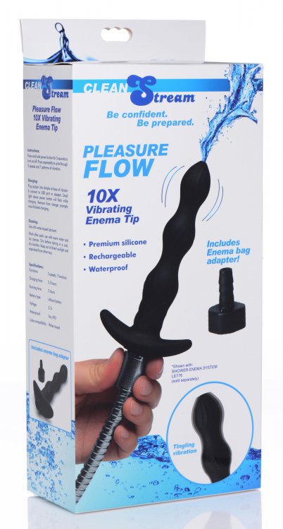 Enjoy textured vibrating bumps while you clean your pipes wi... CleanStream - Pleasure Flow 10X Vibro Enema Tip - Black photo-8