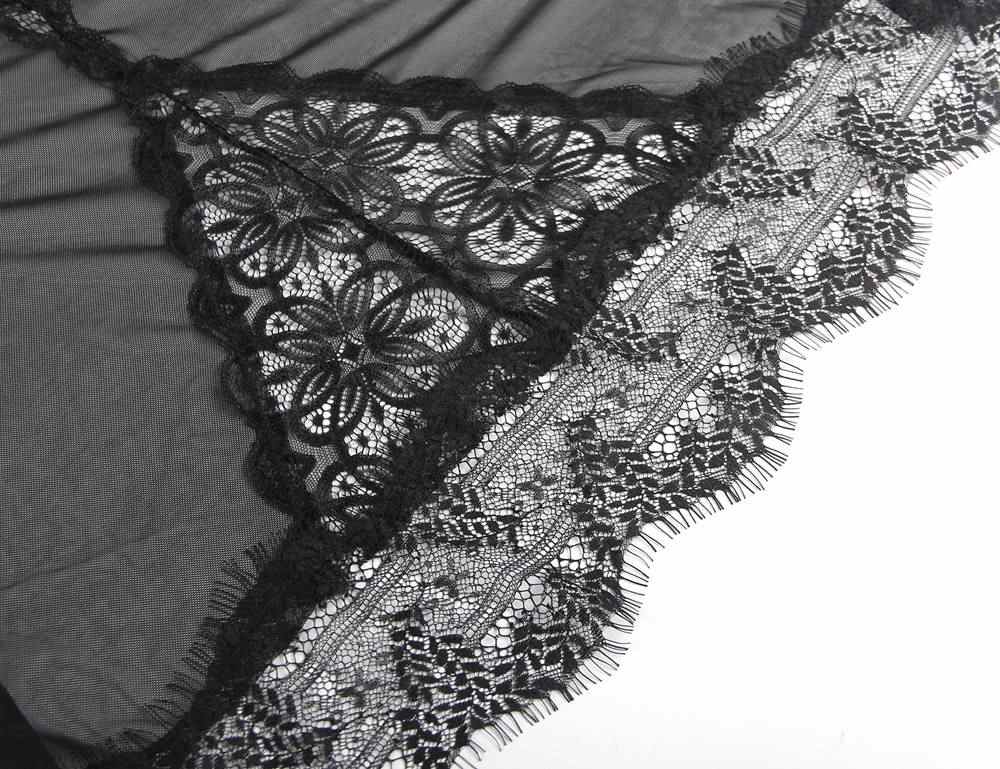 Sexy Black Soft Eyelash Lace Sheer Babydoll Set with Underwi... Ohyeah - Soft Sheer Babydoll - Black - 3XL photo-9