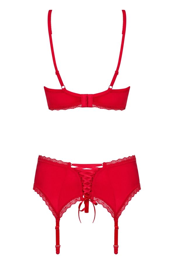 Obsessive - Jolierose 3-pcs Set - Red - S/M photo-8