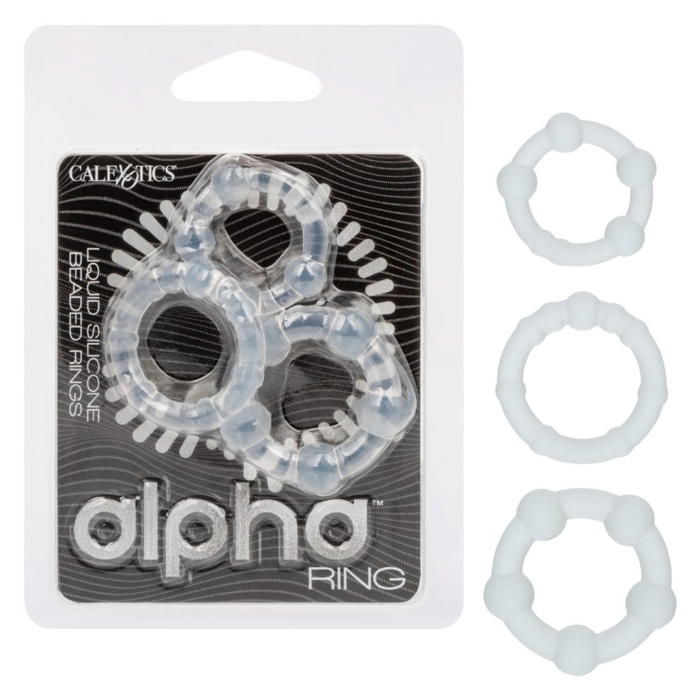Elevate your pleasure with the Alpha Liquid Silicone Beaded ... CEN - Alpha Beaded Rings 3pcs Set - Liquid Clear photo-3