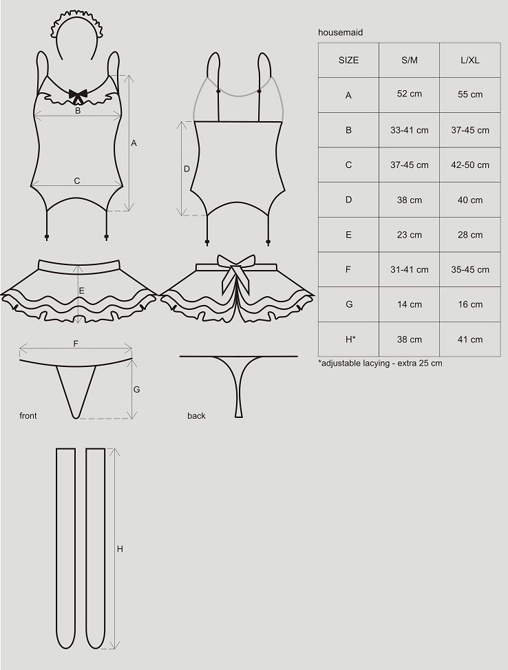 Tempting, 5pcs French maid costume!
white satin ruffles and... Obsessive - Housemaid 5 pcs costume - L/XL photo-13